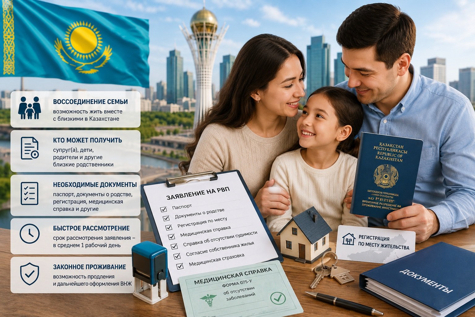 РВП в Казахстане по воссоединению семьи в 2026 году: как работает процедура на практике
